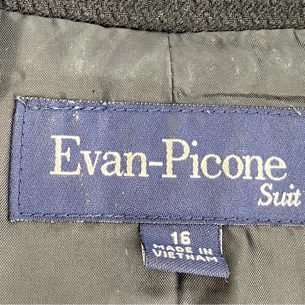 Evan-Picone Blazer Suit Jacket 16 Womens Black Waffle Texture 3 Button Career - Picture 3 of 12